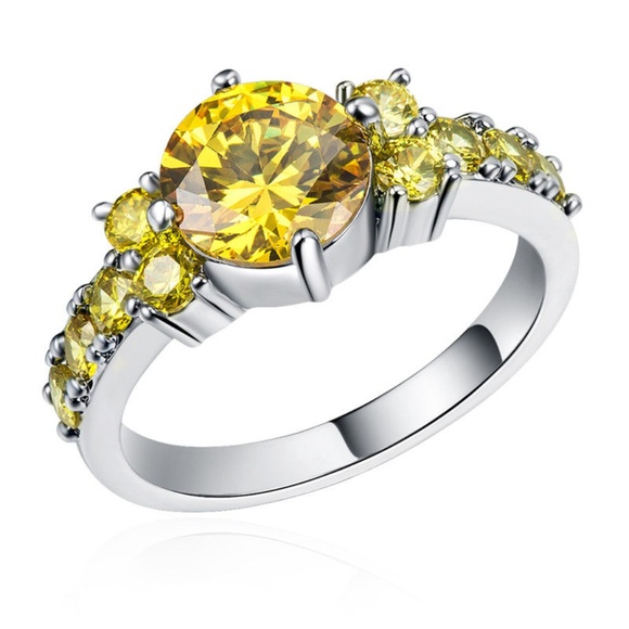 925 Silver Ring  Citrine Size 6 New - Picture 1 of 4